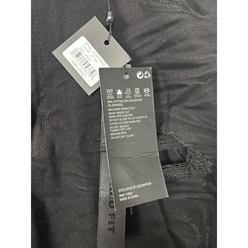 Decibel Mens Black Stacked Fit Distressed Jeans Size 40/35 New With Tag's - Picture 6 of 8